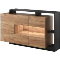 Masseno Kommode ALBINA 155 cm Sideboard mit 3 Türen Eiche Craft Gold