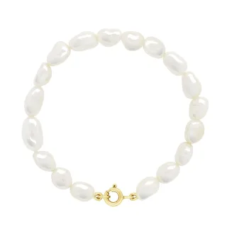 Armband Gold - Reihe echter Süßwasserperlen Barock 6-7 mm