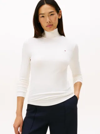 SLIM 5X2 RIB ROLL-NK LS ivory silk - Gr. - L