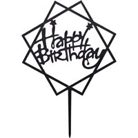 Festivalartikel Tortenstecker Happy Birthday schwarz topper Geburstag
