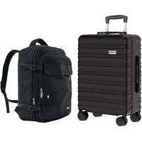 VALLSERO Koffer 16/20Zoll Hartschalen-Trolley 30/40L Hartschalenkoffer ABS Material, 40L Koffer + 25L-Laptop-Rucksack, an Bord von Flugzeugen erlaub