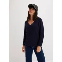 bonprix Strickpullover aus reiner Baumwolle, mit V-Ausschnitt, unifarben, lässige Passform