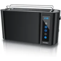 Arendo Toaster Wärmeisoliertes Doppelwandgehäuse, Display mit Restzeitanzeige, 2 lange Schlitze, für 4 Scheiben, 1500 W, Langschlitz, Touchpanel, Brötchenaufsatz, 7 Bräunungsgrade