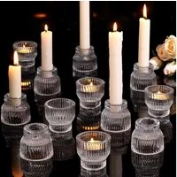 FELIXLEO Teelichthalter 12er Pack Klare Glas Kerzenhalter für Hochzeit und Tischdeko (1 St)