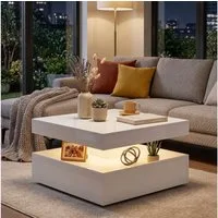 HOMCOM Couchtisch Beistelltisch mit RGB LED Beleuchtung, Offener Ablage (Wohnzimmertisch, 1-St., Kaffeetisch), für Wohnzimmer, 78 x 78 x 40 cm