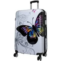 Trendyshop365 Hartschalen-Trolley Motivkoffer Schmetterling - Handgepäck - Weekender - Reisekoffer, Zahlenschloss, Polycarbonat, Dehnfalte