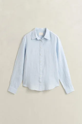 GANT - Regular Fit Leinen Bluse light blue - Gr. - 44
