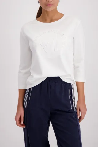 monari - Sweatshirt mit Emblem off-white - Gr. - 40