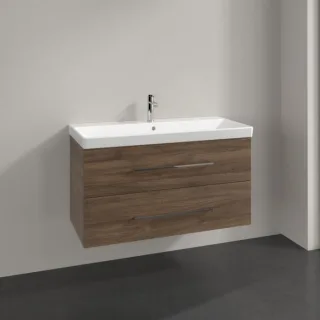 Villeroy und Boch Avento Waschtisch-Unterschrank A89200VH 98 x 51,4 x 45,2 cm, 2 Auszüge, wandhängend, Arizona Oak