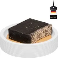 bremermann Seifenschale Seifenschale SEGNO aus Bambus und Kunststoff, Seifenhalter, weiß, Ø 11.5 cm, 1-St.