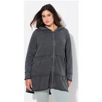 Ulla Popken Sweatjacke Long-Hoodiejacke Vintage-Look A-Linie Kapuze
