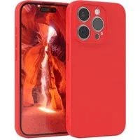 EAZY CASE Handyhülle für Apple iPhone 15 Pro Hülle Silikon 6,1 Zoll, Silikon Schutzhülle mit Kameraschutz stoßfest Handycover elastisch Rot