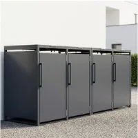GARLIVO Mülltonnenbox Magnolie Mülltonnenbox 4er (2x2) 240L - wetterfest und langlebig, Verschließbare Mülltonnenverkleidung -modernes Design als Sichtschutz