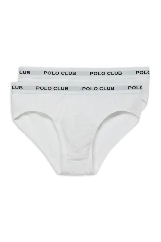 Slips im Zweierpack weiß mit Polo Club Logo-Detail