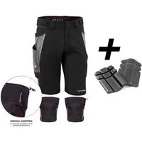 Qualitex Workwear Arbeitsshorts HANDWERKER-BUNDLE IRON Shorts + Kniepolstertasche inklusiv Kniepolster (3-tlg) modern kurze Arbeitshose - 13 Taschen - Strapazierfähig - Atmungsaktiv