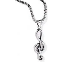 Eyecatcher Edelstahlkette Halskette mit Notenschlüssel Anhänger Musiknote Musik Schmuck (kein Set, inkl. Samtsäckchen)