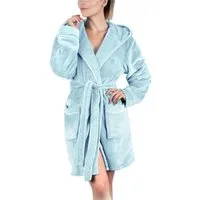 Gräfenstayn Damenbademantel Bademantel Damen flauschig Kapuze Kuschelfleece leicht kurz, warm & kuschelig, Knielang, Fronttaschen, Gürtel, S-XXL