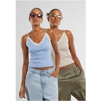 URBAN CLASSICS Shirttop Ladies V-Neck Lace Top 2-Pack