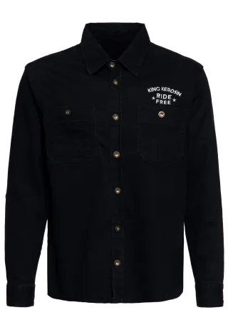 King Kerosin Herren Workwear Hemd Ride Free Live Free schwarz