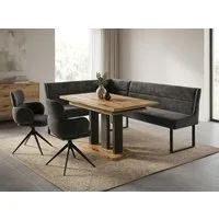 Endo-Moebel Eckbankgruppe Eckbankgruppe Esstisch ausziehbar 2 Stühle Eckbank Farbauswahl Set, (Eckbankgruppe, Eckbankgruppe inklusive Eckbank, Tisch und 2 Drehstühlen), Chenille 310 g/m², 360° Drehstühle, Auto-Return, Synchronauszug