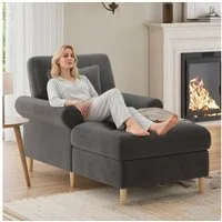 STILVORA Schlafsofa mit Liegefunktion TV-Sessel Lounge-Sessel für Wohn- und Schlafzimmer, Set 1 Teile, Gepolsterter Relaxsessel, klappbarer Schlafsessel