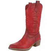 Ital-Design Eleganter Westernstiefel mit Stickerei für Damen Westernstiefel (89937874) Blockabsatz Stiefel in Rot