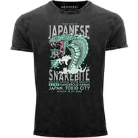 Neverless Print-Shirt Neverless® Herren T-Shirt Japanese Snakebite Kobra shirt Cobra mit Print