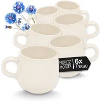 Moritz & Moritz Tasse ALHAMBRA Kaffeebecher Creme, 6-tlg., Steinzeug, Hochwertiges Steinzeug, Spülmaschinengeeignet
