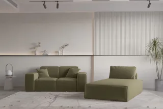Sofa Set 2-teilig Sezlong und Sofa 2-Sitzer CELES PREMIUM Stoff Opera Velvet ...