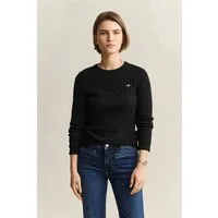 Gant Strickpullover STRETCH COTTON CABLE C-NECK mit Logostickerei auf der Brust