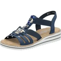 Rieker Riemchensandale Sommerschuh, Sandalette, Keilabsatz, mit sommerlicher Verzierung