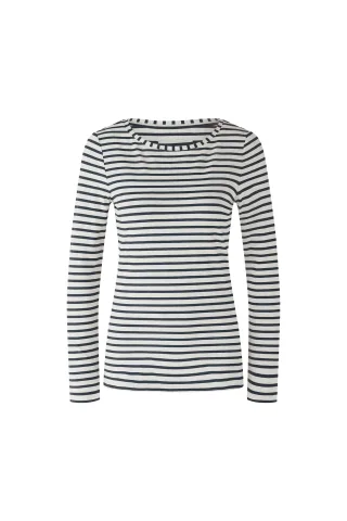 Oui - SUMIKO Langarmshirt black offwhite - Gr. - 36