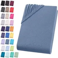 Visaggio Spannbettlaken Jersey aus 100% Baumwolle Spannbetttuch Bettlaken, Jersey, Gummizug: rundum, Spannbettlaken, für Matratzenhöhen bis 22 cm, Steghöhe 30 cm