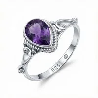mantraroma Silberring FITO aus 925 Silber mit Amethyst facettiert (Ring mit Schmuckbeutel), Damenring aus 925er Silber
