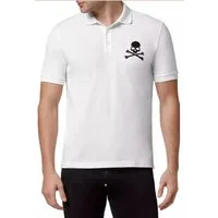 PHILIPP PLEIN Poloshirt Polohemd mit Leder-Patch und PP Hexagon Leder-Patch mit PP Hexagon, Gesticktes Skull&Bones-Logo