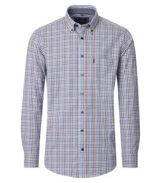 CASAMODA - Casual Fit: Freizeithemd blau/braun - Gr. - 3XL