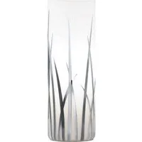 EGLO Tischleuchte RIVATO Tischlampe, Nachttischlampe, Glas mit Dekor, weiß, chrom, E27, ohne Leuchtmittel, Leuchtmittel wechselbar, Gräser-Dekor, elegant, modern, Wohnzimmer, Schlafzimmer, 26x9cm