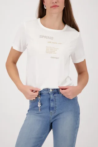 monari - T-Shirt mit Schrift-Details off-white - Gr. - 36