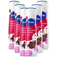 Nivea Deo-Spray Deo Dark Chocolate Cookie 6x150ml 72H-Antitranspirant Limited Edition, Set, 6-tlg., 0 % Ethylalkohol