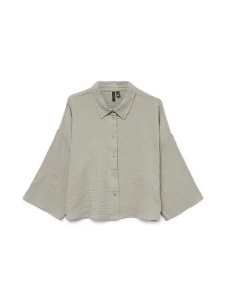 VERO MODA - VMNATALI CROP SHIRT WVN NOOS Silver Lining - Gr. - S
