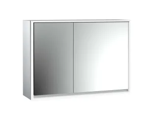 emco LED-Lichtspiegelschrank Loft Aufputz, 1000 mm, 2-türig, breite Tür rechts Rückwand verspiegelt 979805114