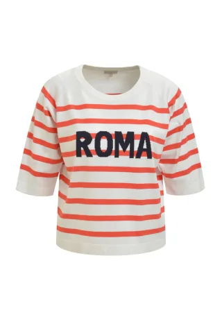 Milano Italy - oversize pullover with 1/2 raglan sleeves red print - Gr. - S