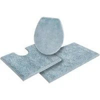 OTTO home Badematte Jos, Badvorleger, Badezimmer Teppich, Höhe 22 mm, rutschhemmend beschichtet, schnell trocknend, fußbodenheizungsgeeignet, Polyester, rechteckig, 3-tlg. Stand-WC Set, Badematten in Pastell-Farben, Badteppich als 3 teiliges Set erhä