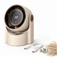 Bestlivings Tischventilator mobil mit 1200 mAh AKKU, Tisch- und Wandventilator, 5 Stufen, LED Display, 22 dB leise, USB-C