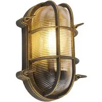 Qazqa Außen-Wandleuchte Nautica, ohne Leuchtmittel, Warmweiß, QAZQA Außen Wand­leuchte, e27, Gold, Aluminium, Industrie