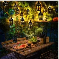 etc-shop LED Dekolicht, LED-Leuchtmittel fest verbaut, Warmweiß, Lichterkette LED Solar Aussen Solarlampe Balkon Dekoration in