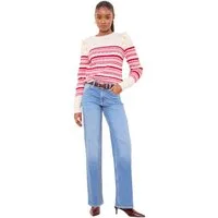 LIPSY Strickpullover Lipsy gestreifter, plissierter Zopfstrickpullover (1-tlg)