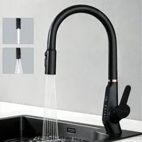 Mai & Mai Küchenarmatur Spültischarmatur 360° schwenkbar mit LED-Digitalanzeige MS-8085 DIN-Anschlüsse, Verdeckter Sprühkopf, Wassersparender Waben-Perlator