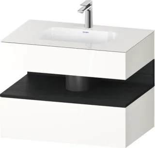 Duravit Qatego Einbauwaschtisch mit Konsolenwaschtischunterbau Eiche Schwarz & Weiß Hochglanz & Matt QA4785016220000