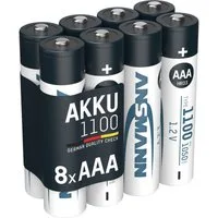 ANSMANN AG Akku AAA, 8 Stück Typ 1100 mAh (min. 1050 mAh) NiMH 1,2 V Akku 1100 mAh (1.2 V)
